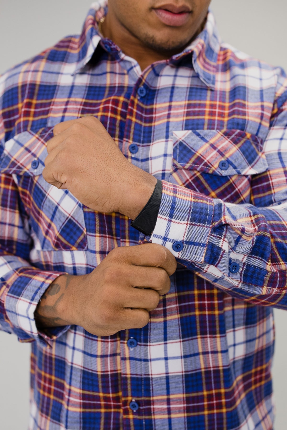 Men's Red Plaid Long Sleeve Button Down Flannel