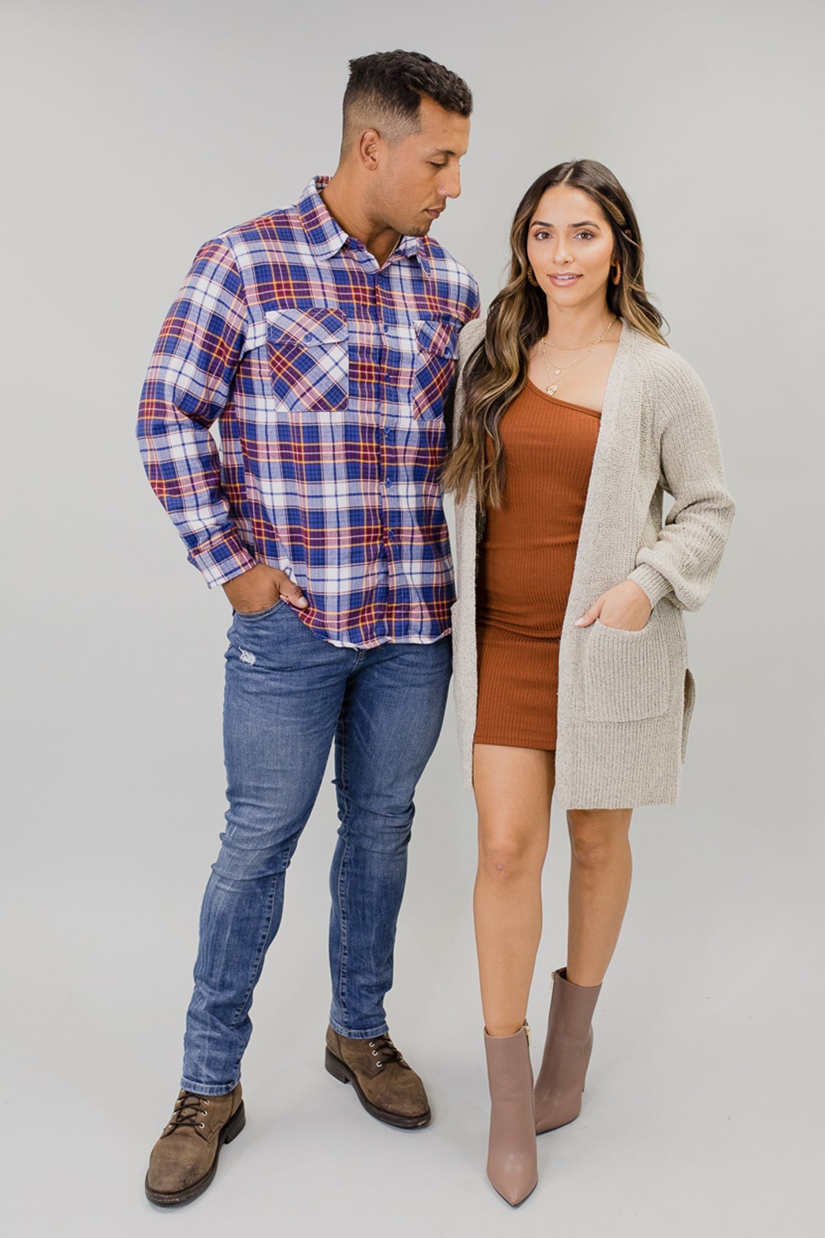 Men's Red Plaid Long Sleeve Button Down Flannel