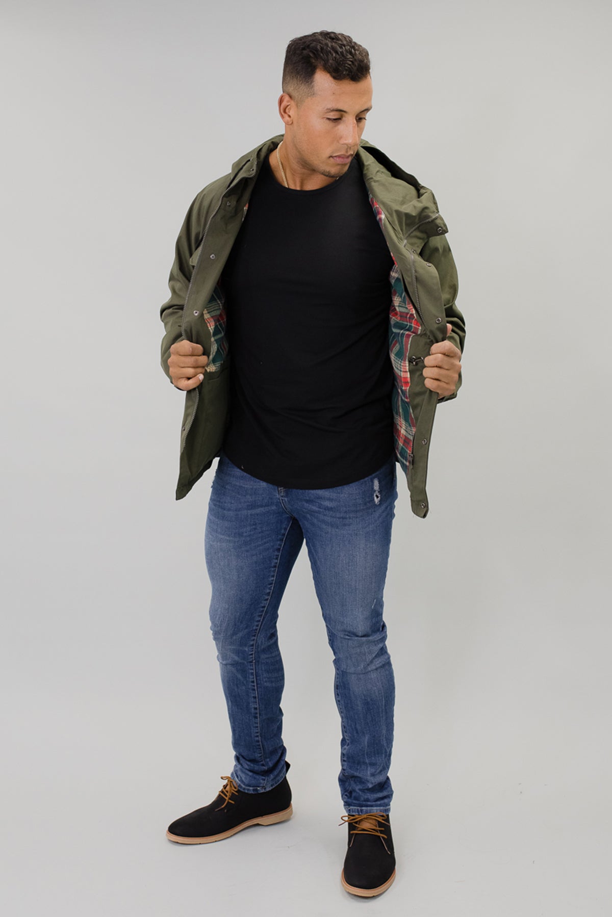 Relaxed Fit  Utility Hooded Jacket in Army-The Neko- LAST ONE