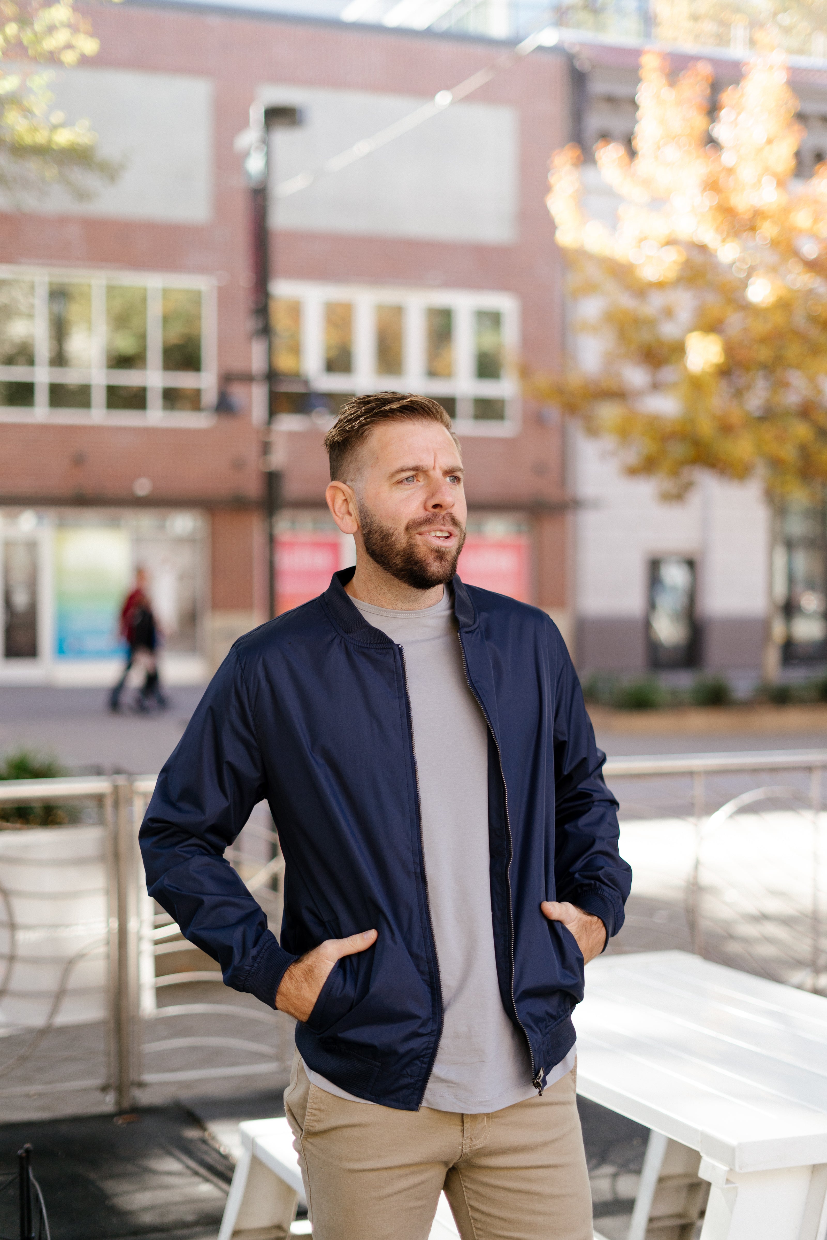 Relaxed Fit Lightweight Bomber Jacket In Navy