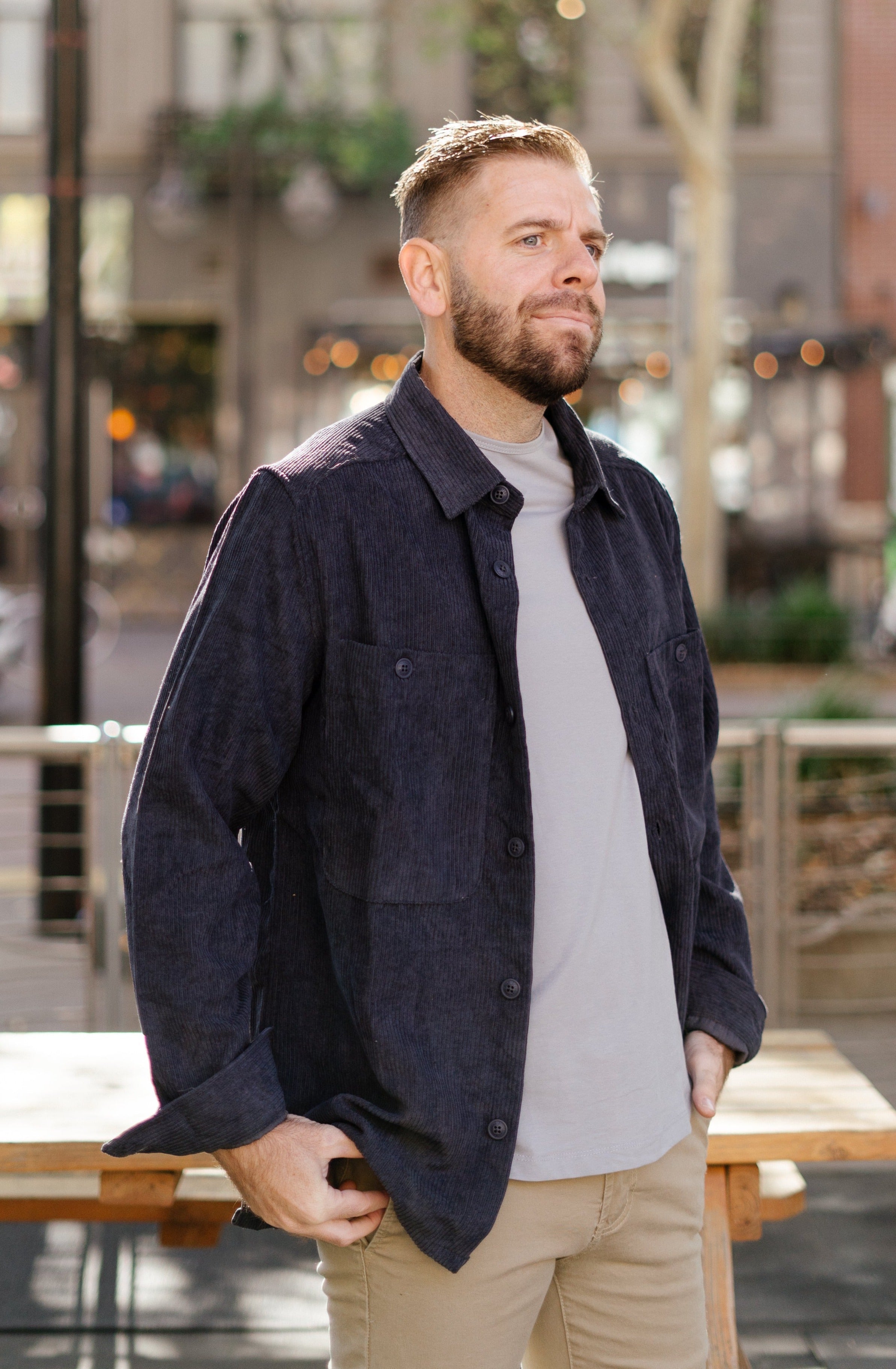 Men'S Corduroy Shirt Jacket Long Sleeve Shirts Button Down Shacket