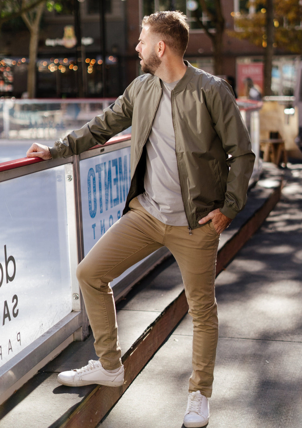 Relaxed Fit Lightweight Bomber Jacket In Olive