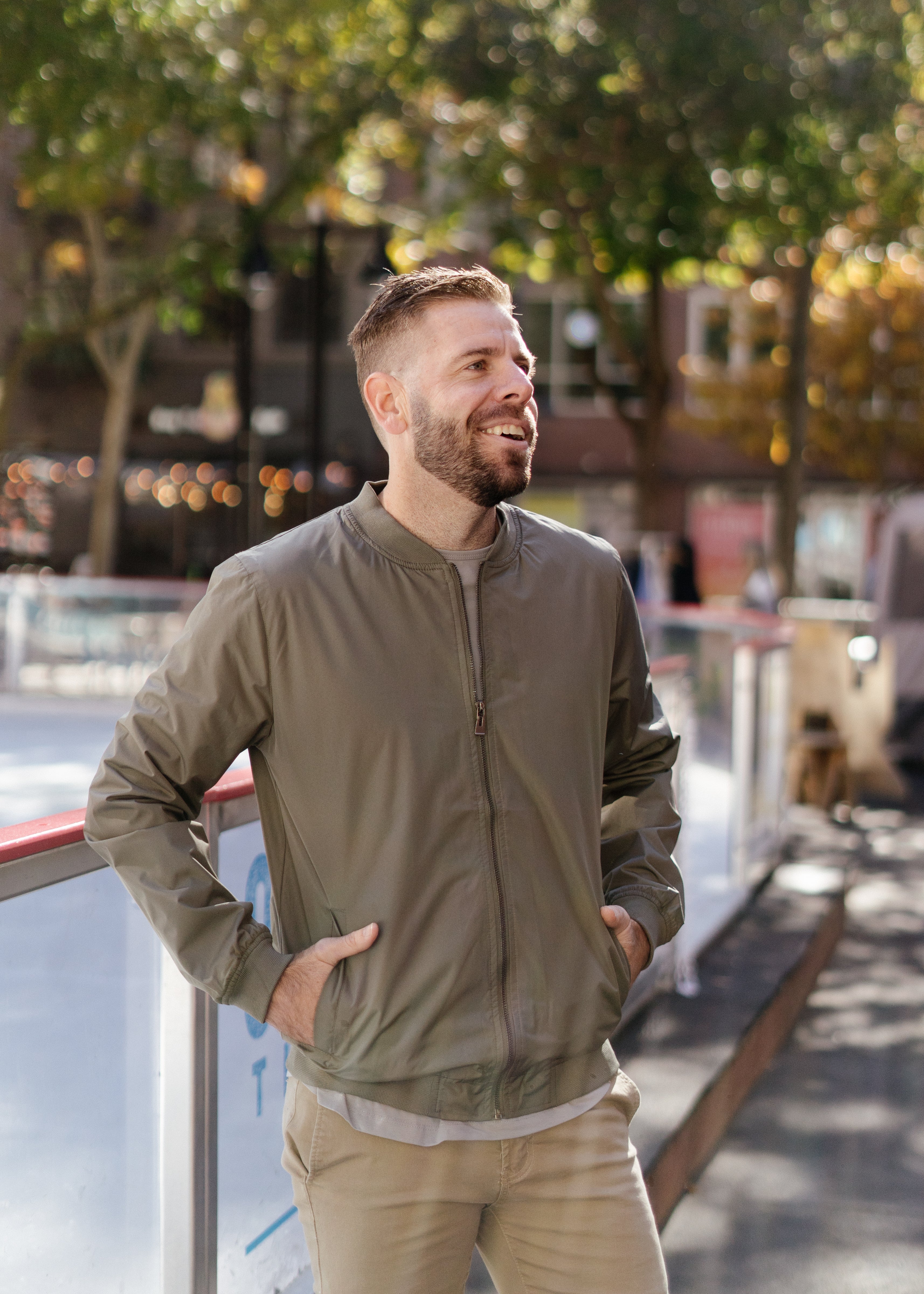 Relaxed Fit Lightweight Bomber Jacket In Olive