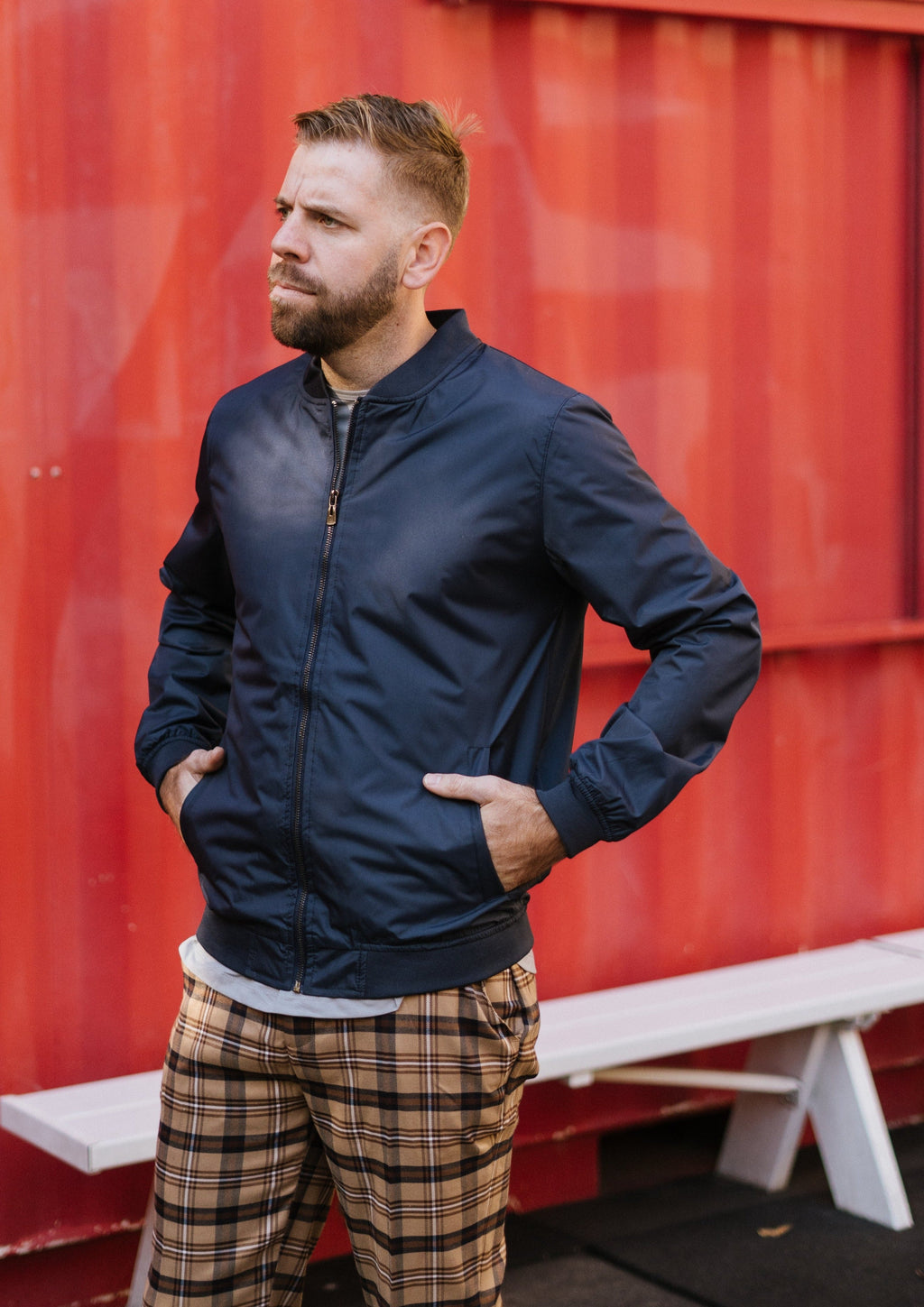 Relaxed Fit Lightweight Bomber Jacket In Navy