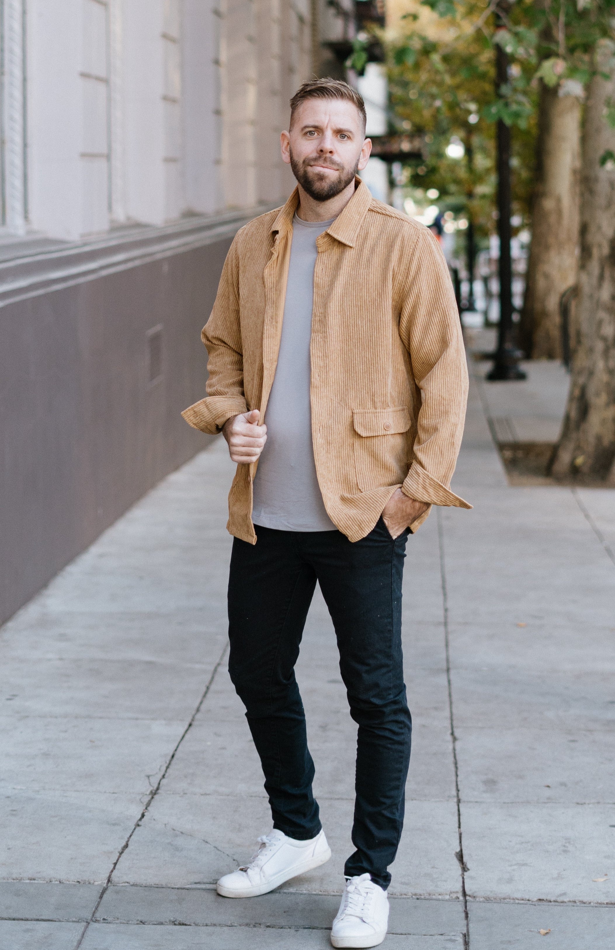 Men'S Corduroy Shirt Jacket Long Sleeve Shirts Button Down Shacket