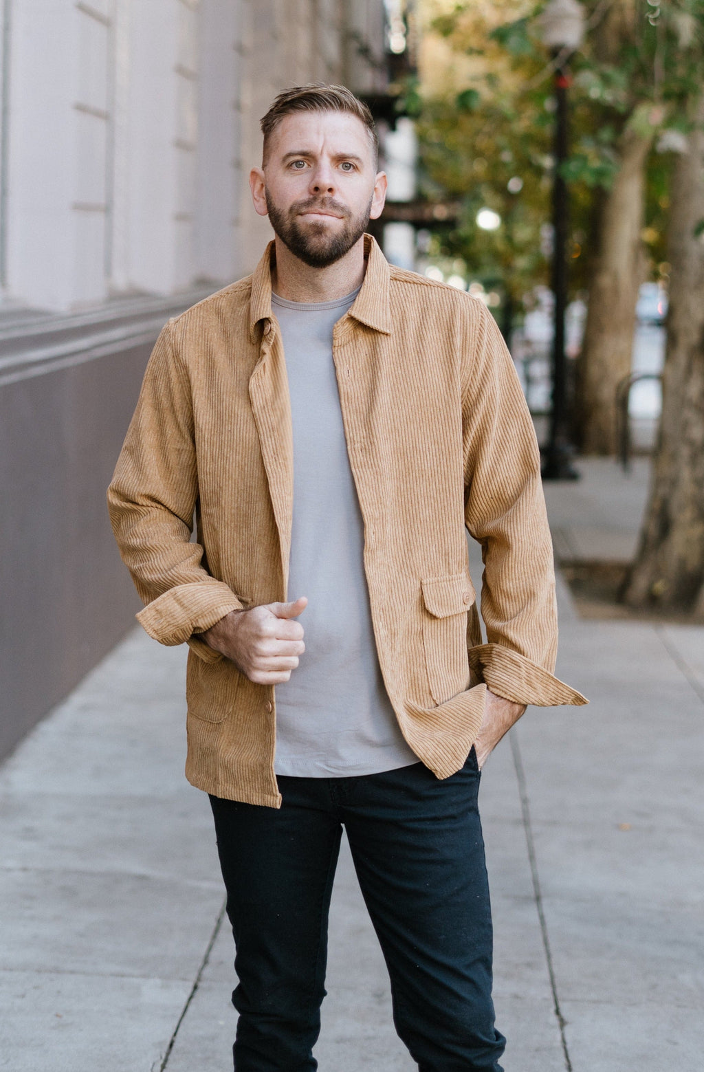 Men'S Corduroy Shirt Jacket Long Sleeve Shirts Button Down Shacket