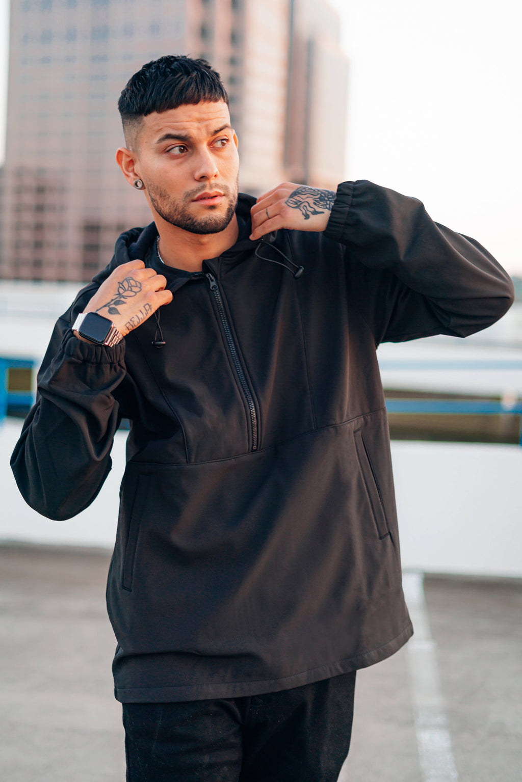 Men's Quarter Zip Active Pullover Hoodies with Pockets