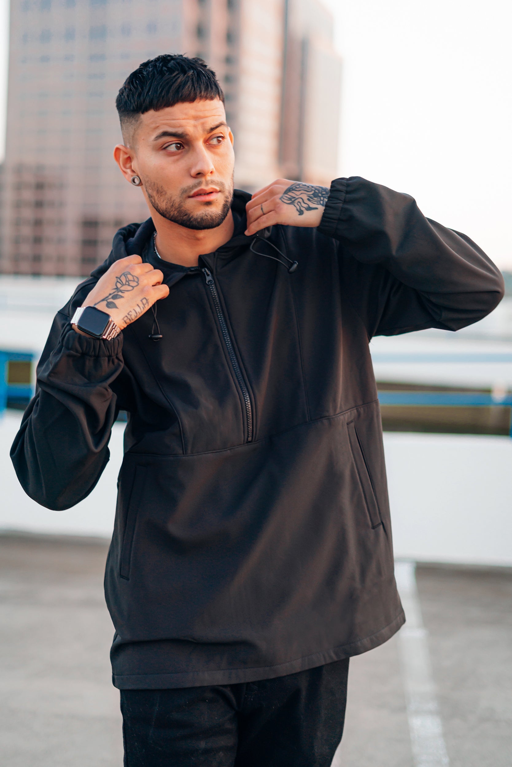 Men's Quarter Zip Active Pullover Hoodies with Pockets