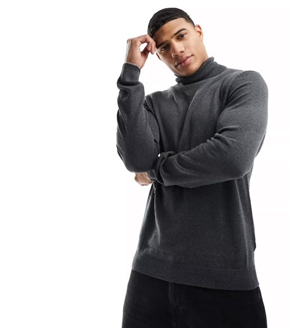 Men's Knitted Roll Neck Sweater-LAST ONE