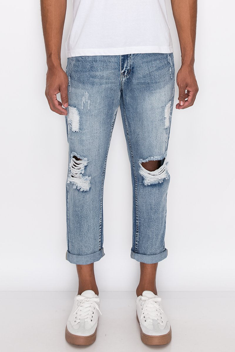 Distressed Cropped Denim Jeans