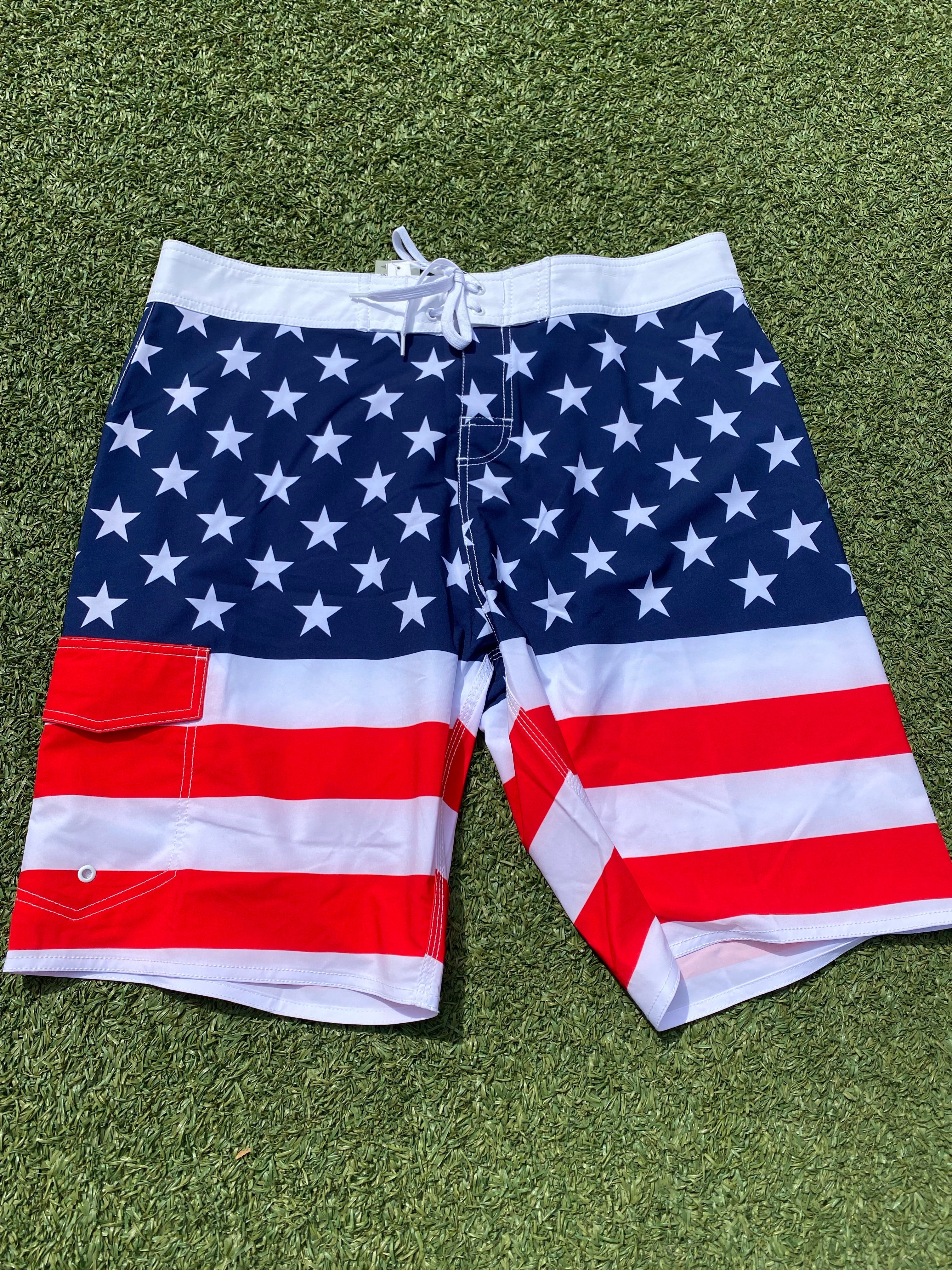 Red White Blue Swim Board Shorts