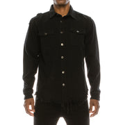 Long Sleeve Button Up Distressed Denim Jean Shirt Jacket