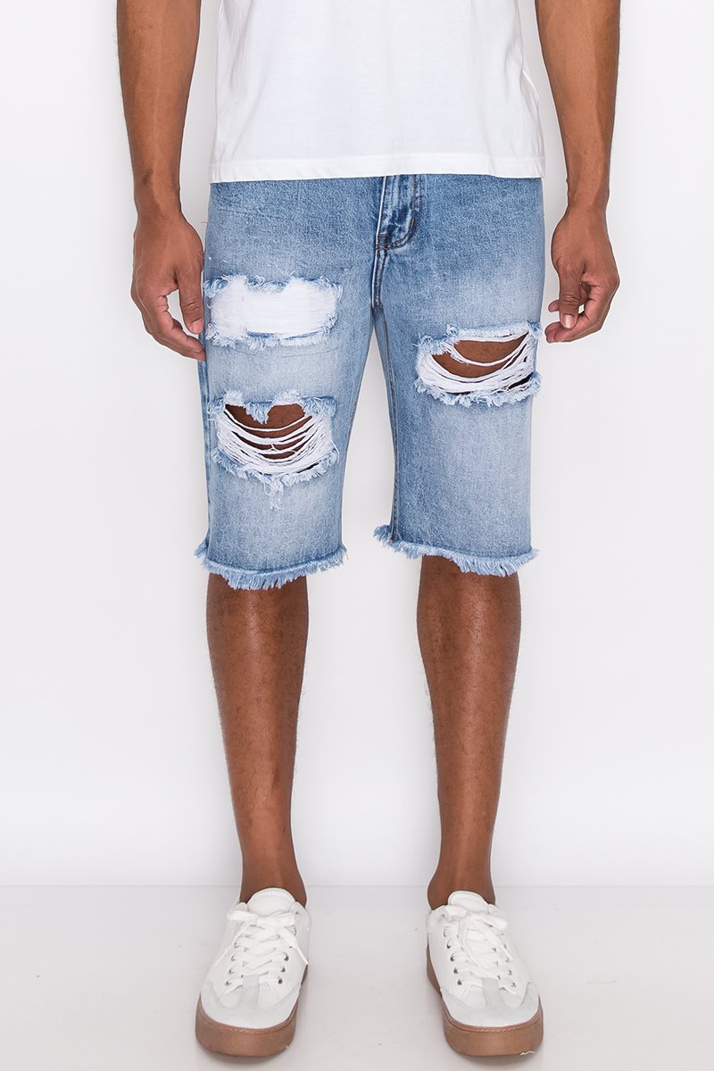 Mens Distressed Denim Shorts