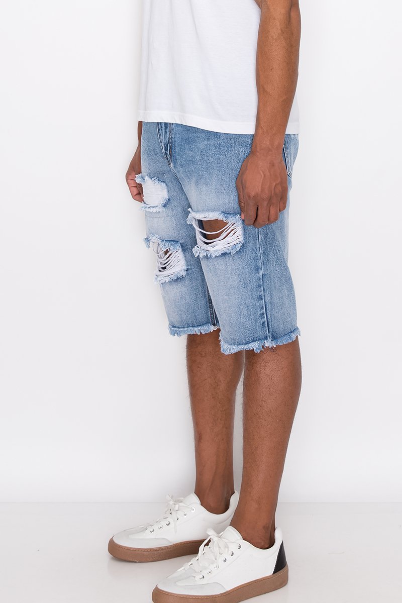 Mens Distressed Denim Shorts
